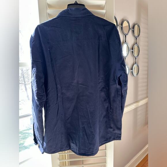 Woolrich the Green label Men’s Shacket Flannel Lined Button up Navy Large New - Picture 6 of 13